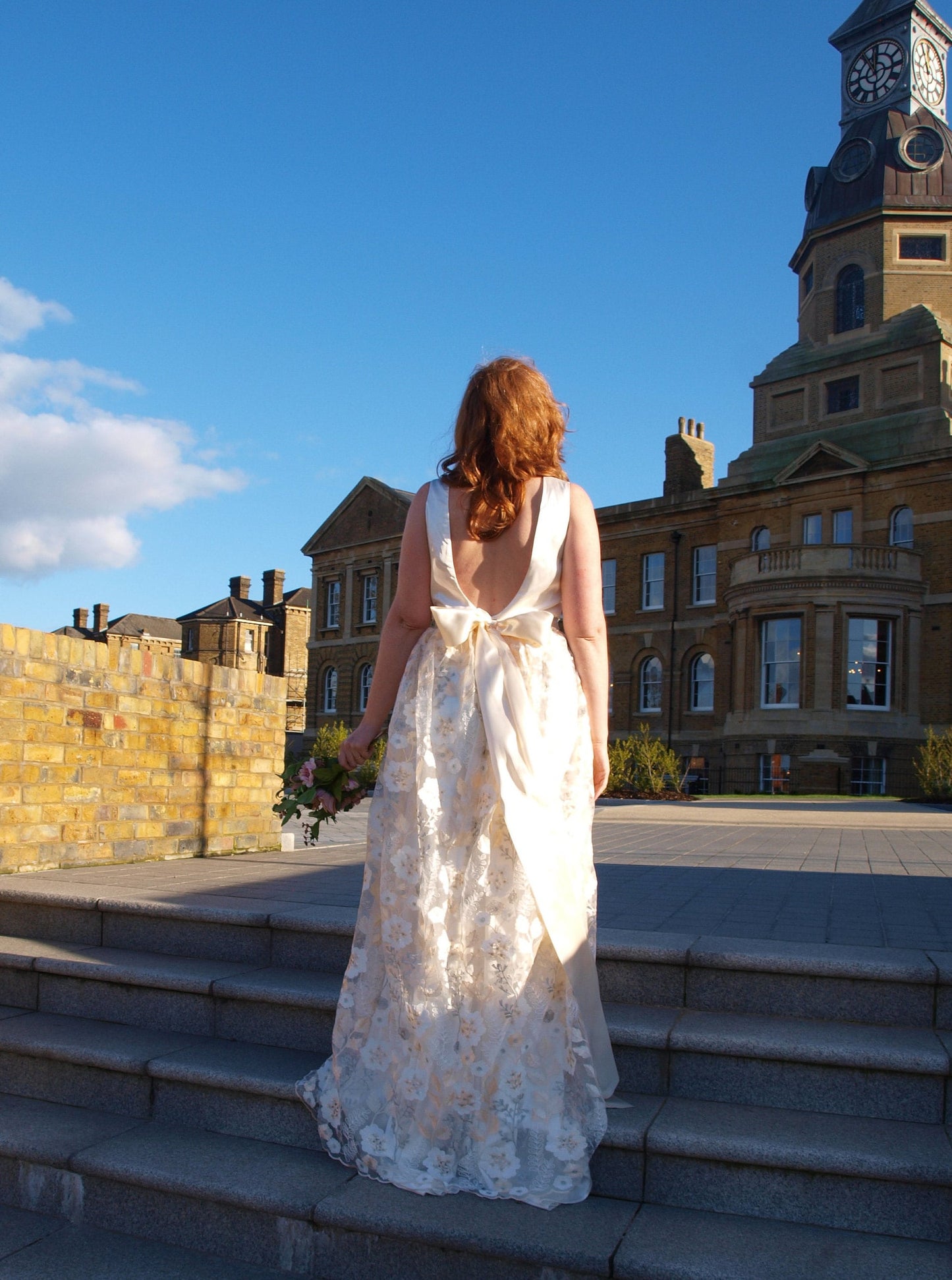 Embroidered Ivory and White Bridal Overskirt