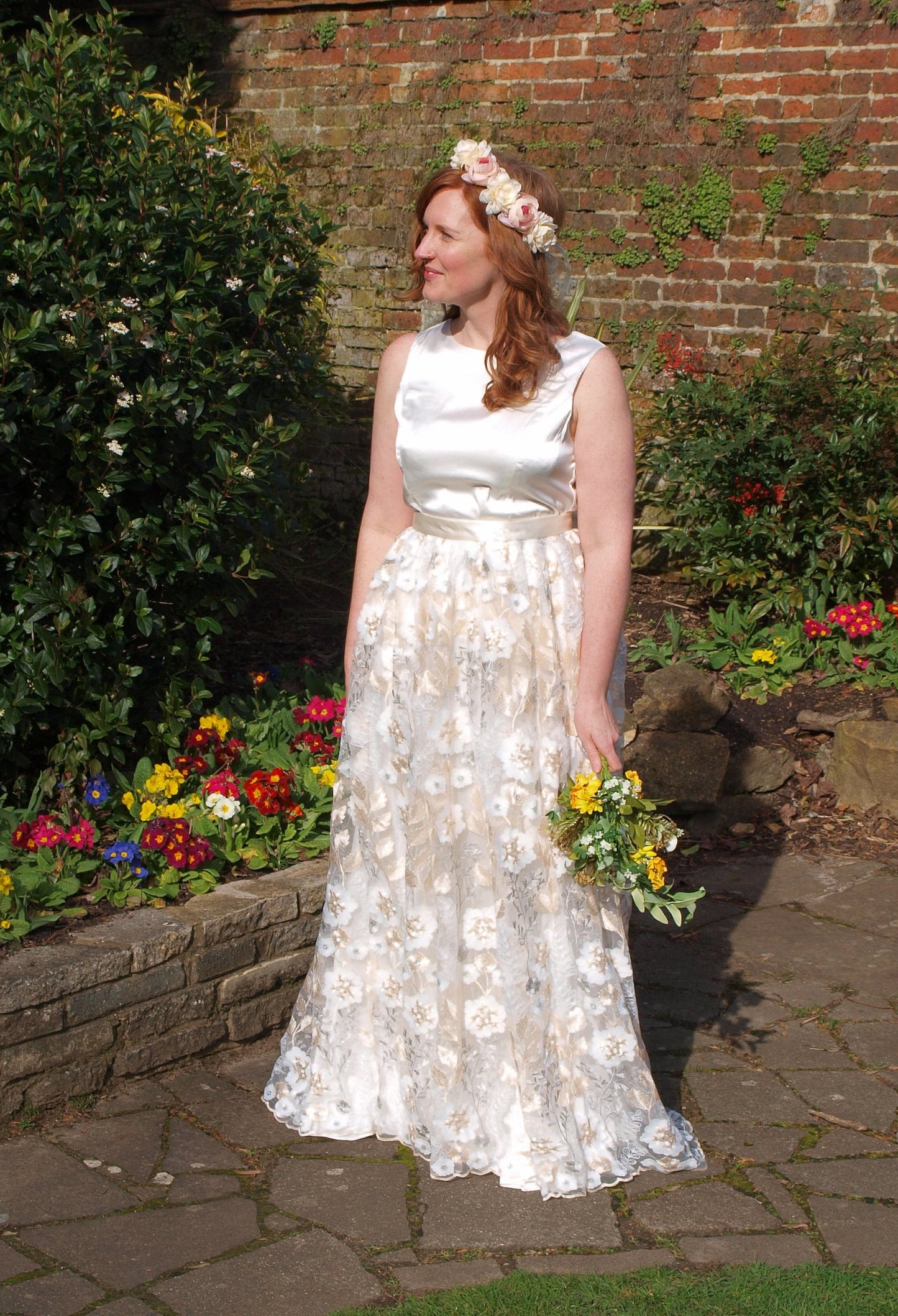 Embroidered Ivory and White Bridal Overskirt