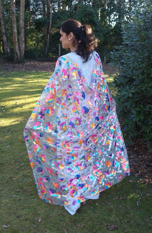 Sequin Cape / Rainbow Sequin Bridal Cape / Rainbow Wedding Cape