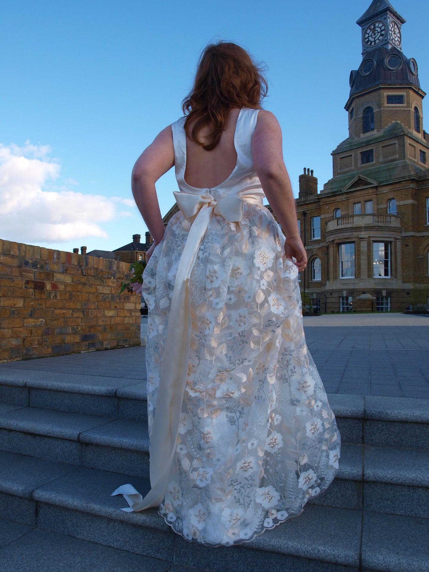 Embroidered Ivory and White Bridal Overskirt