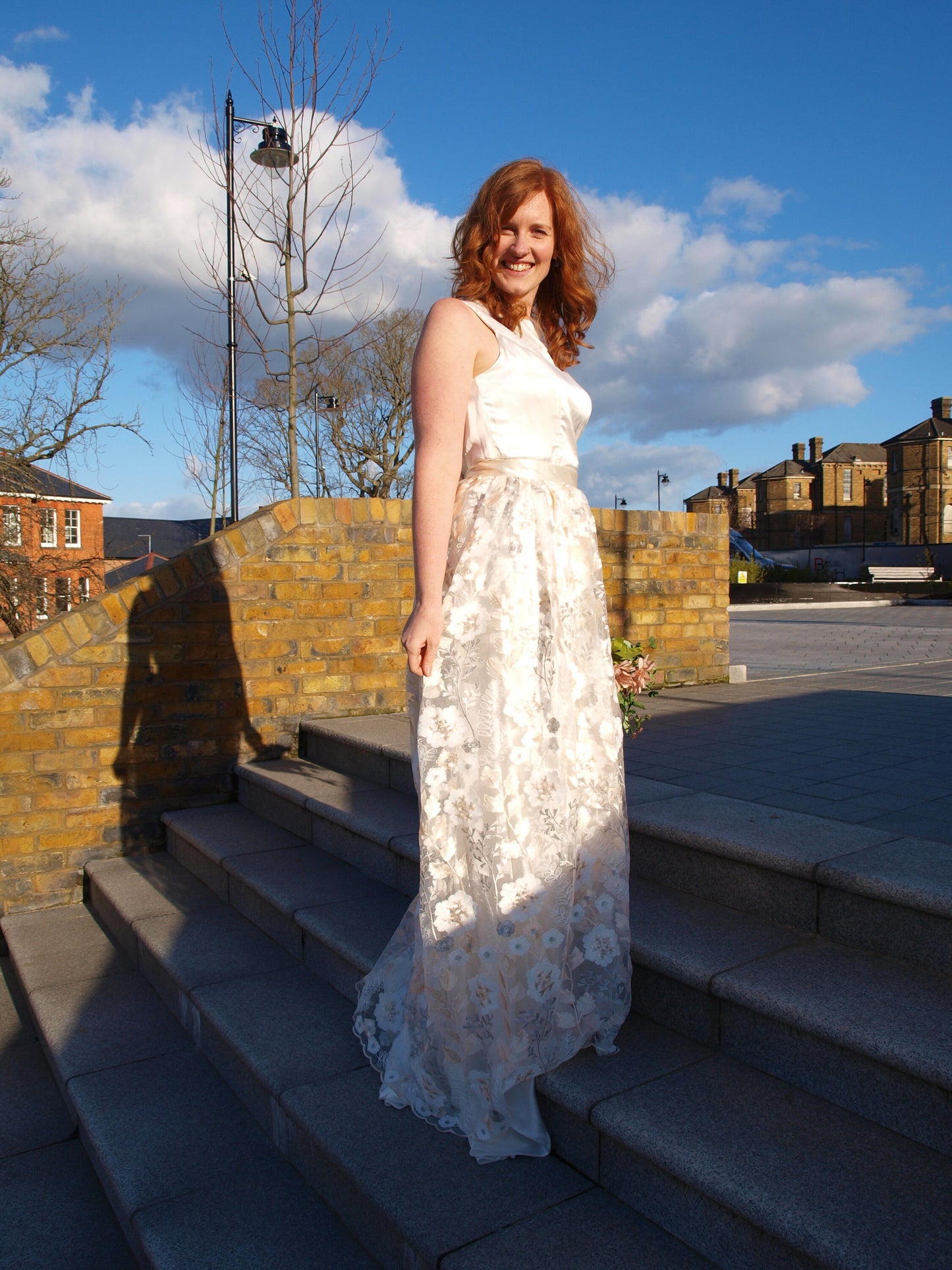 Embroidered Ivory and White Bridal Overskirt