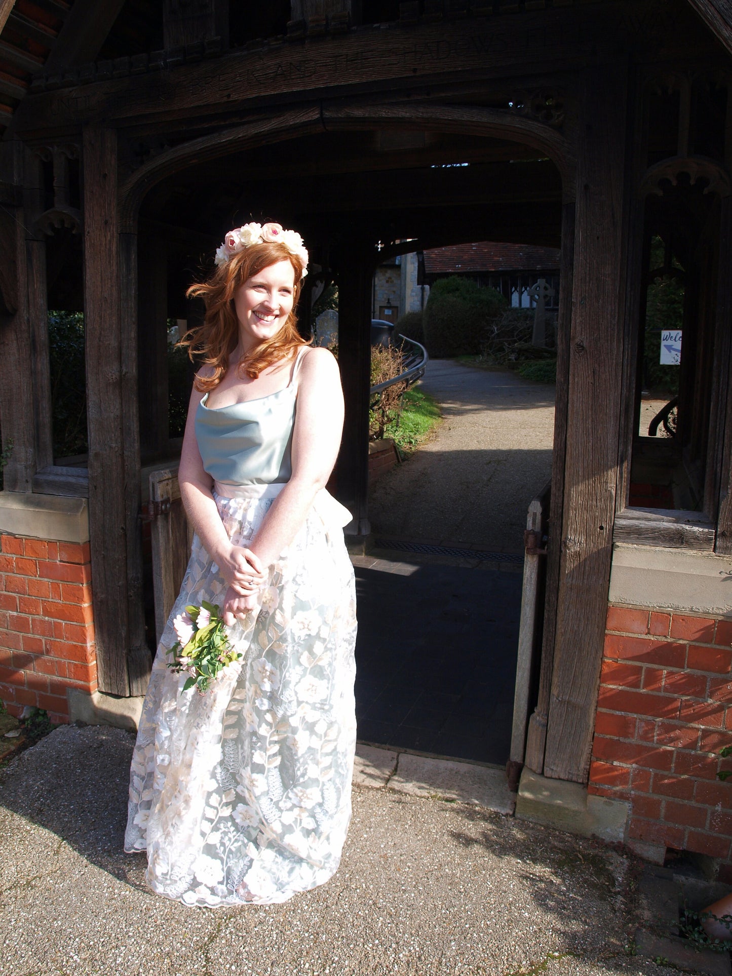 Embroidered Ivory and White Bridal Overskirt