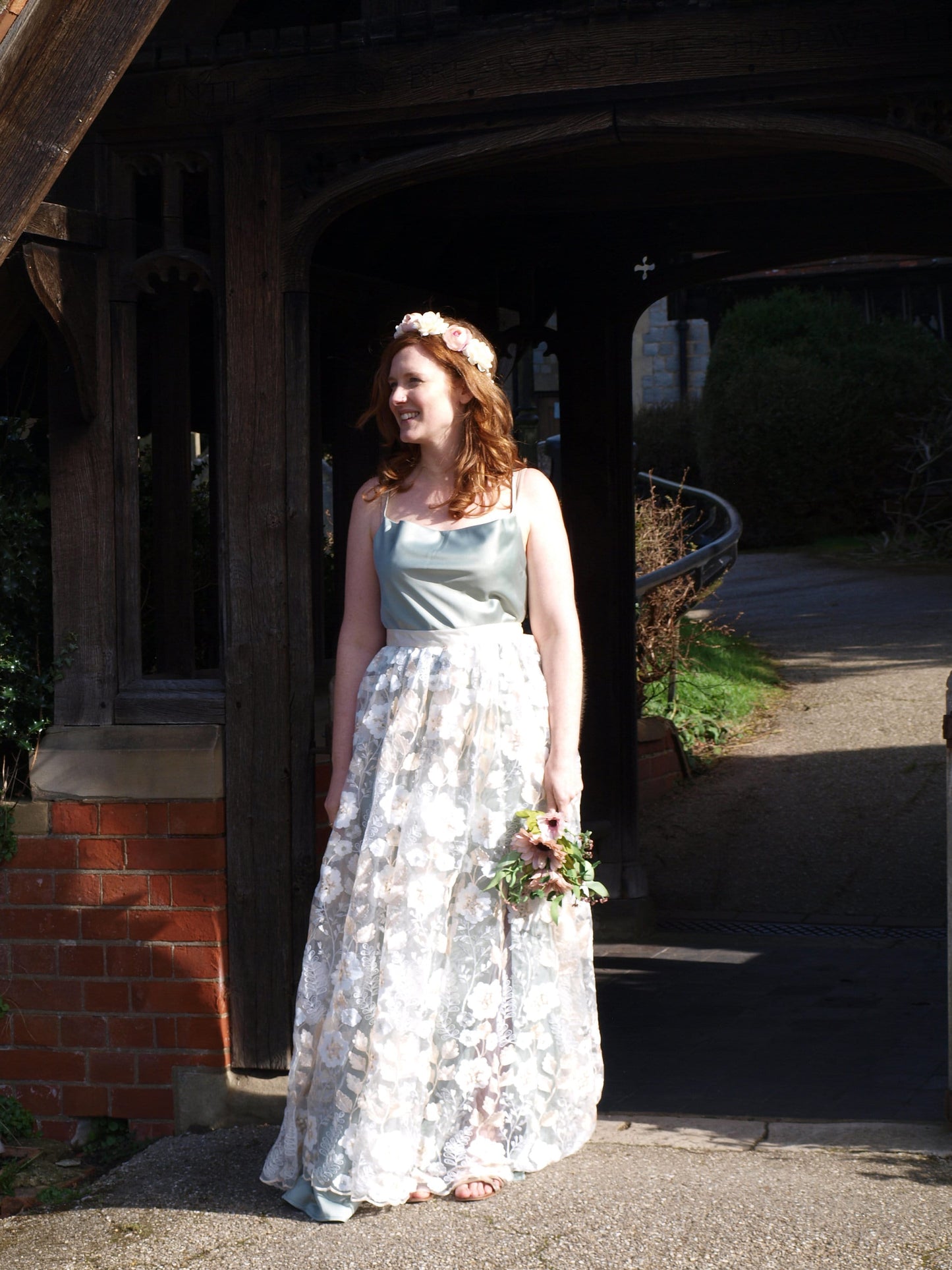 Embroidered Ivory and White Bridal Overskirt