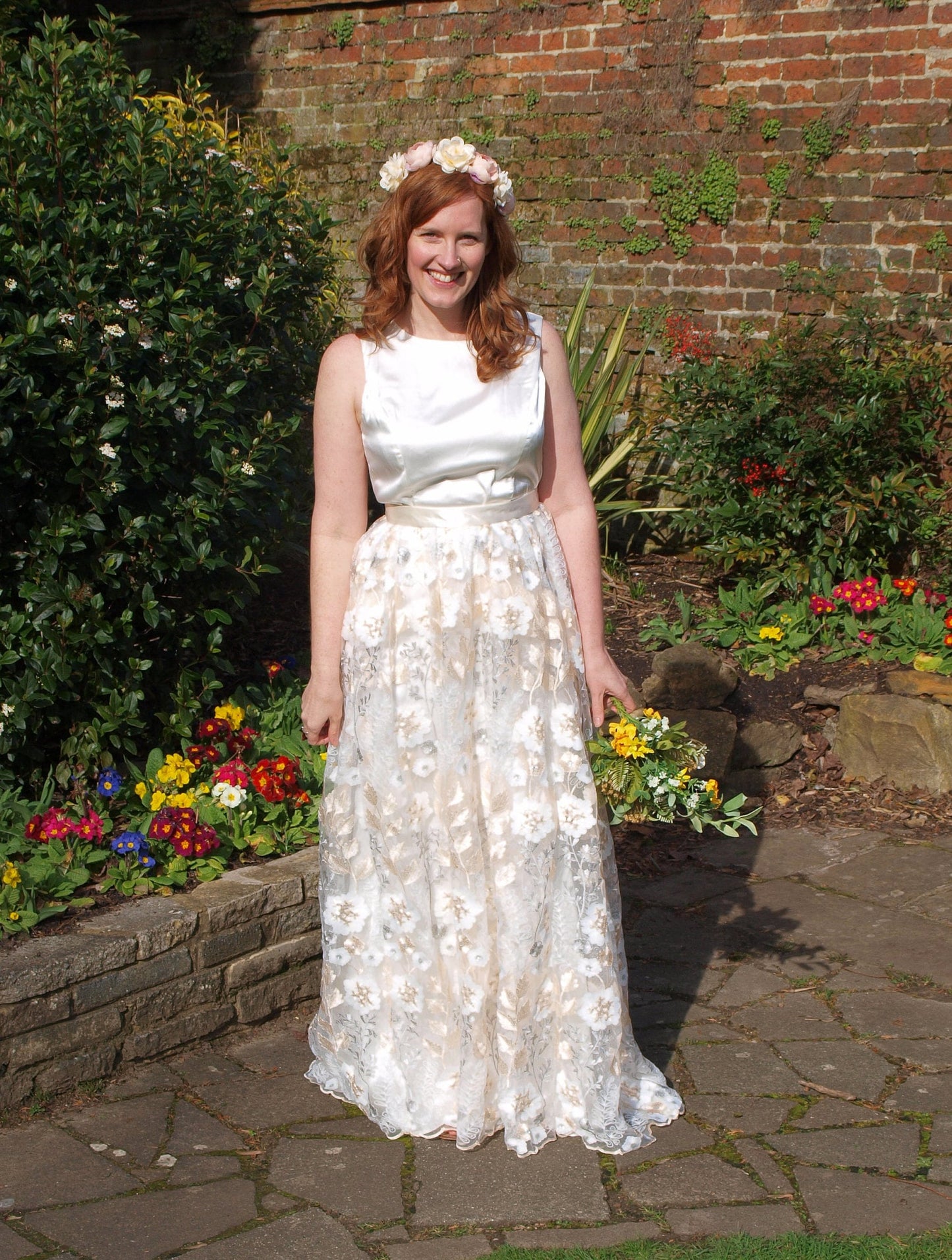 Embroidered Ivory and White Bridal Overskirt