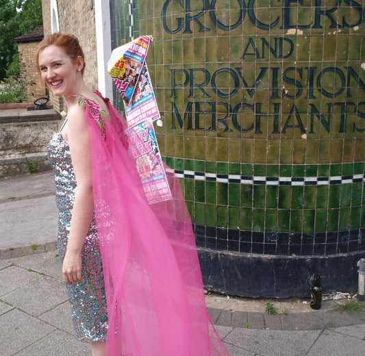 Hot pink Cape / Fuchsia bridal cape with floral appliques / Pink bridal cape / Alternative bridalwear / Colourful bridal cape